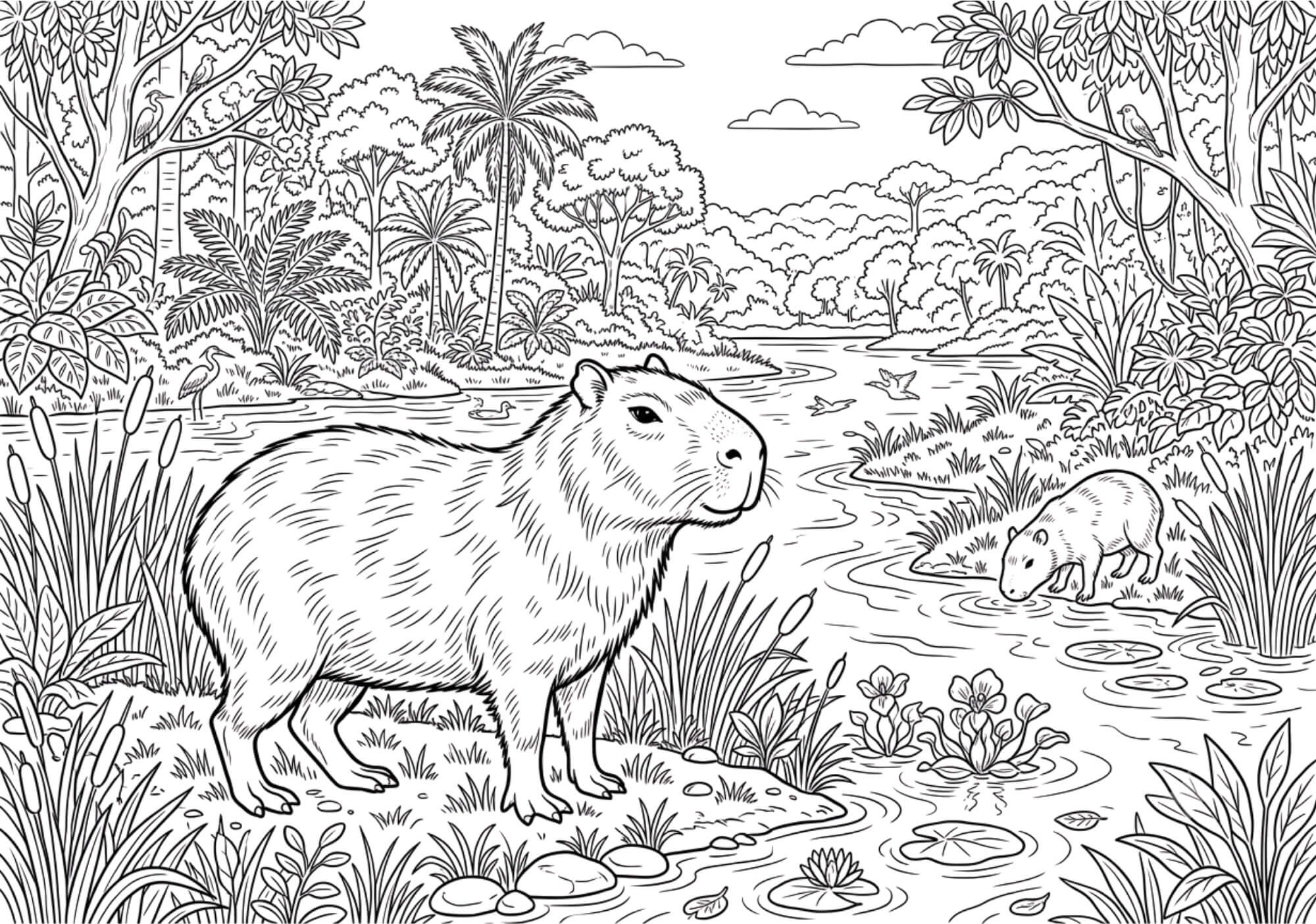 Capibaras: Mi Mundo de Colores, Libro de Colorear, Pintar (10 Ilustraciones) 23.5cm x 16.5cm