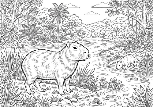 Capibaras: Mi Mundo de Colores, Libro de Colorear, Pintar (10 Ilustraciones) 23.5cm x 16.5cm